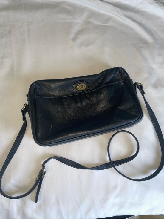 Etienne Aigner Handbags - Vintage Etienne Aigner Black Leather Crossbody with Gold Logo Plaque
